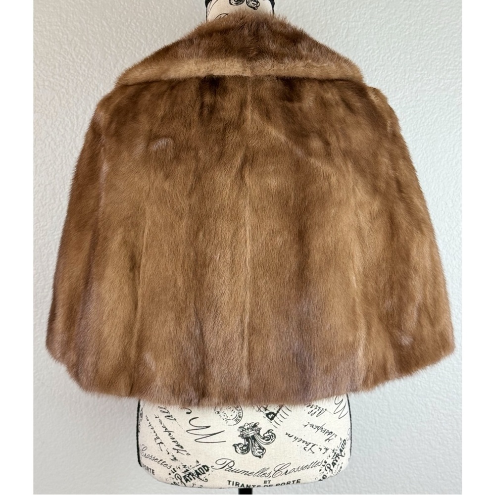 Vintagr Fur Morton’s 40s 50s 60s Luxury Brown Silky Lining Cape Jacket OS - Picture 8 of 12